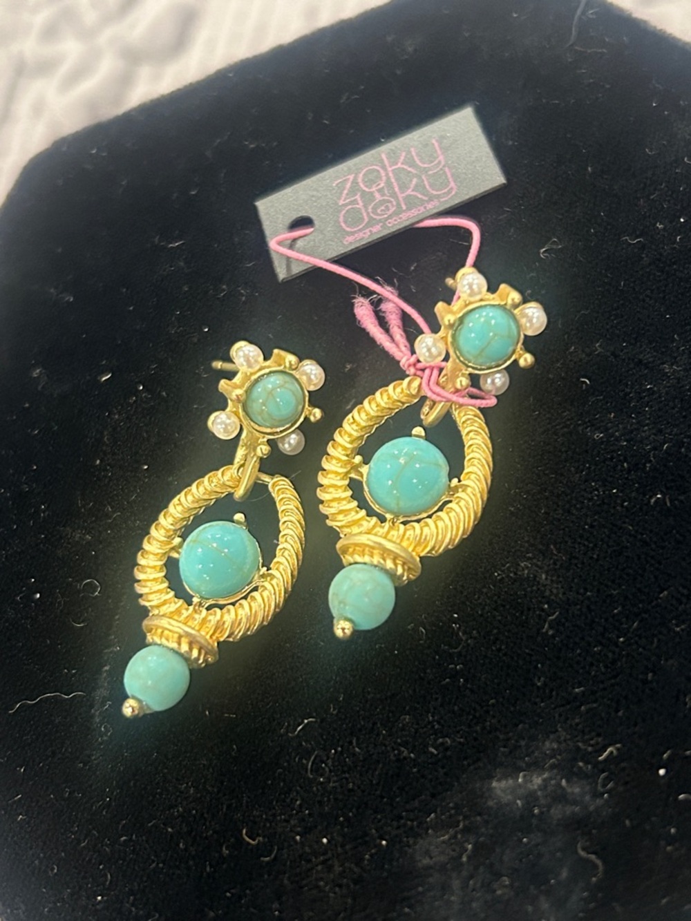 Turquoise Gold Drop Earrings-NWT